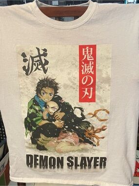 Demon Slayer Kids Graphic Tee - Light Pink